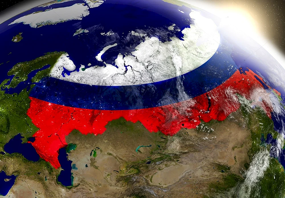 Karte von Eurasien mit Ländern in groß auf Russisch