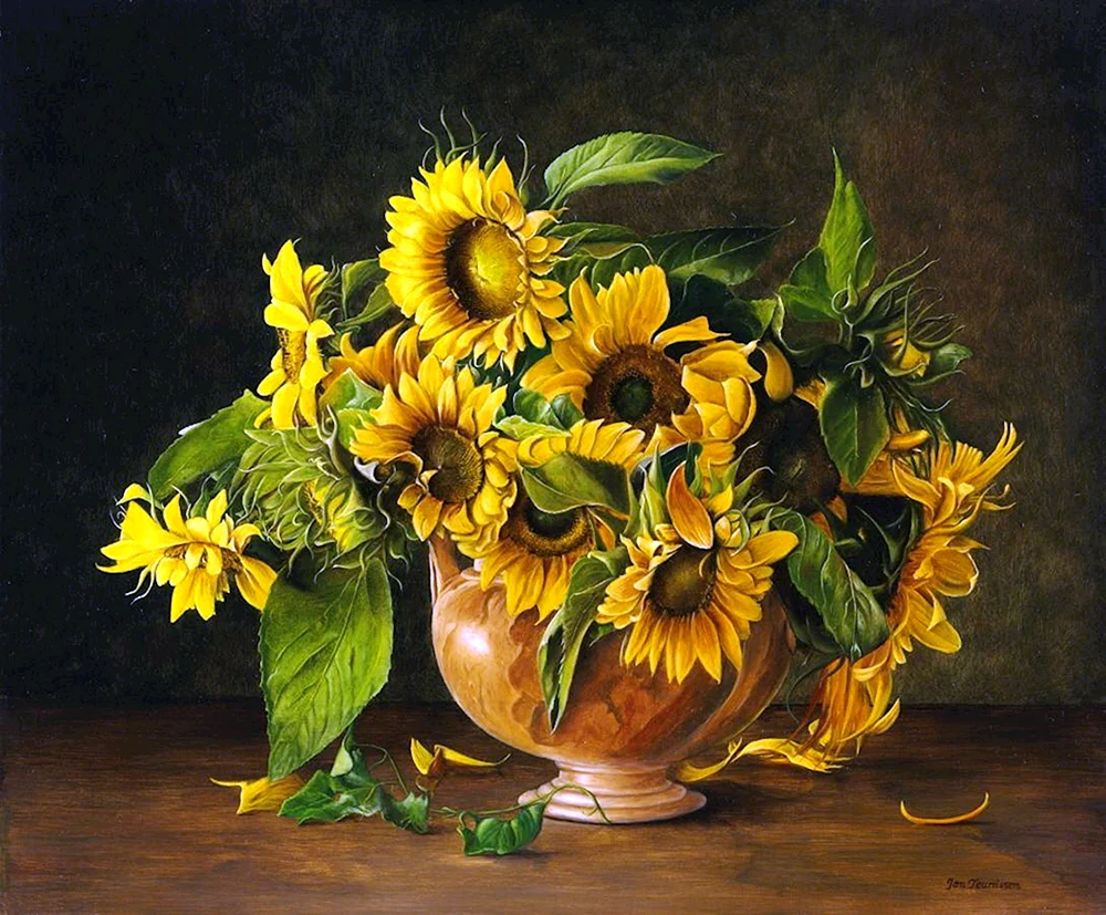 Mandelmosaik Stilleben mit Sonnenblumen