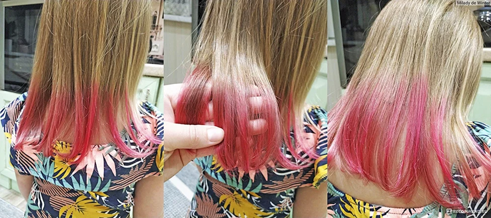Pink Tonikum auf blondem Haar