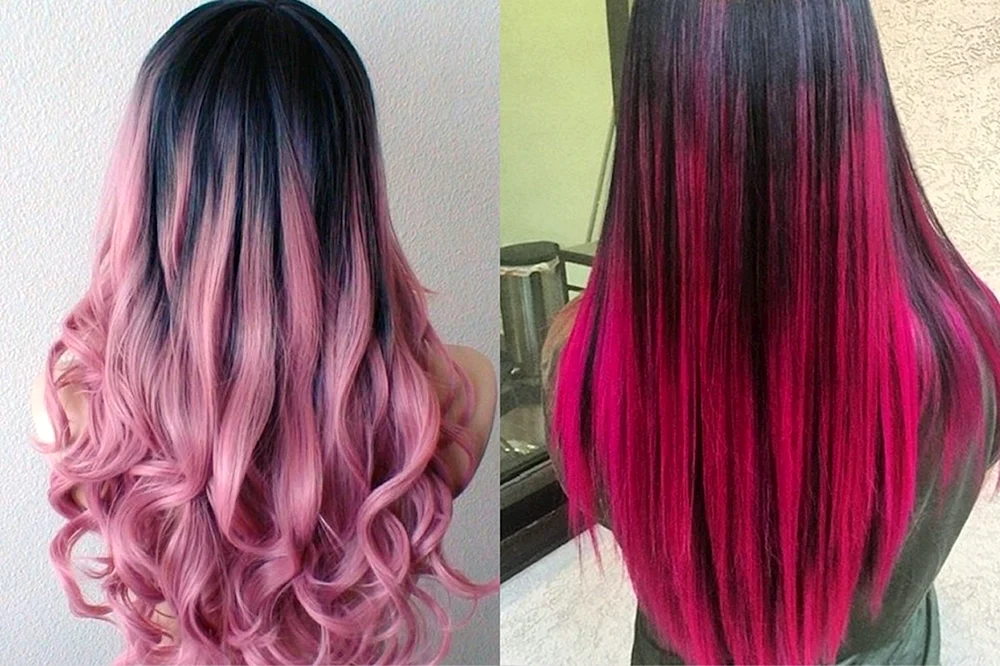 Pink Ombré auf dunklem Haar