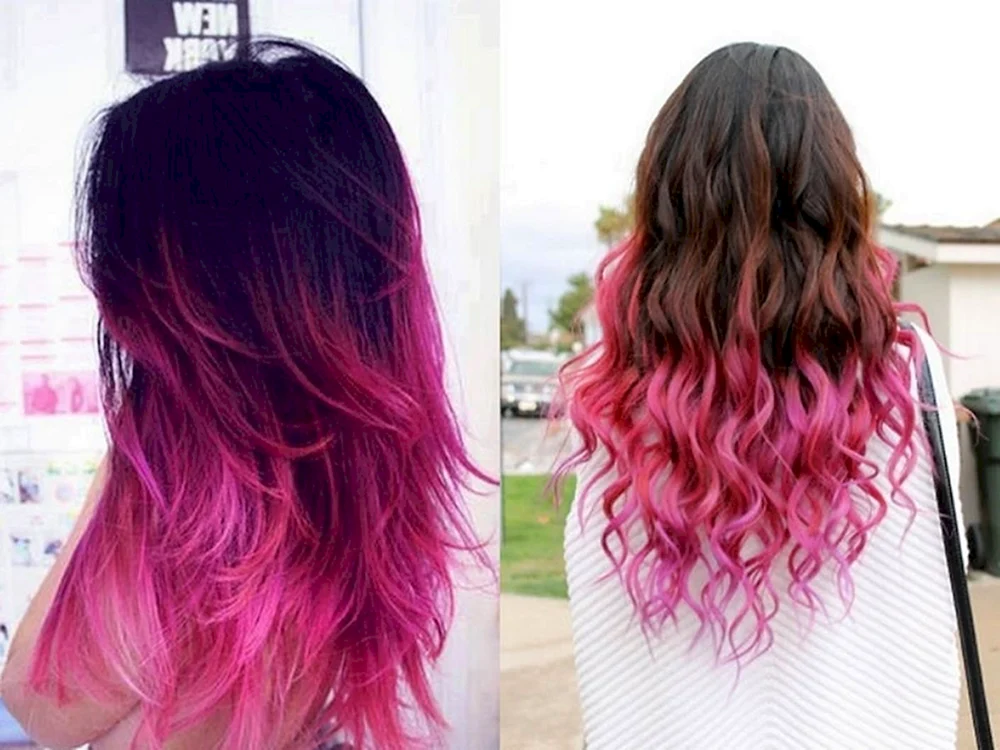 Pinkfarbene Spitzen auf blondem Haar