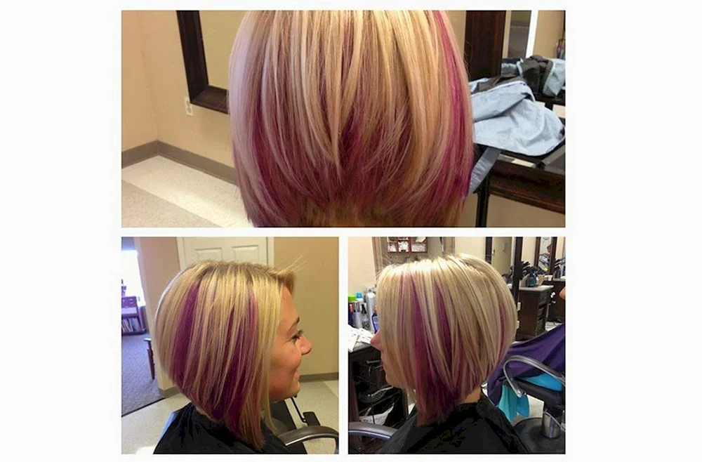 Rosa Strähnen auf kurzem Haar. Pixie Hair