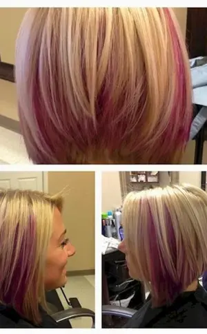 Rosa Strähnen auf kurzen Haaren