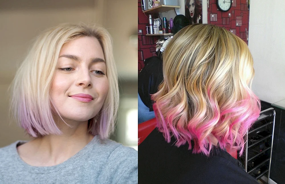Rosa Strähnen auf kurzem Haar