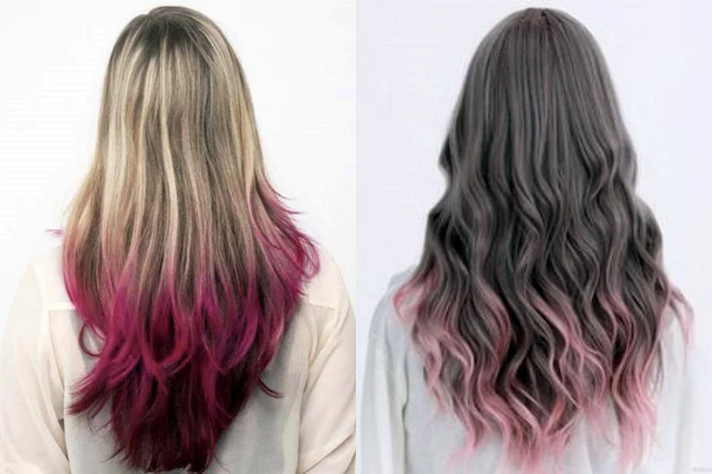 Pinke Haare an den Spitzen