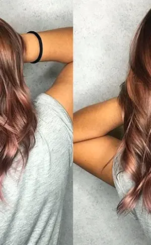 Pinke Tönung auf dunklem Haar