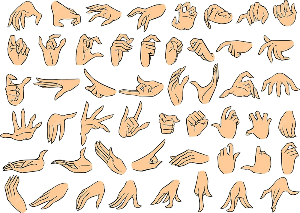 Handreferenz in verschiedenen Winkeln