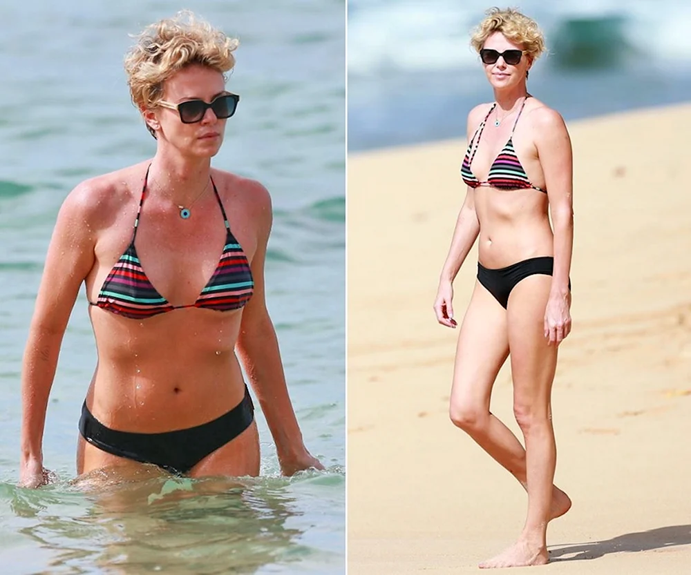 Charlise Theron am Strand