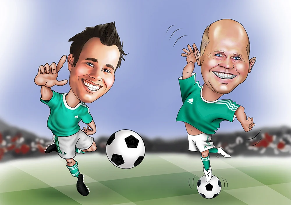 Karikatur eines Fußballers
