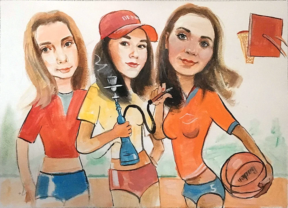 Kollektiv-Karikatur. Frau