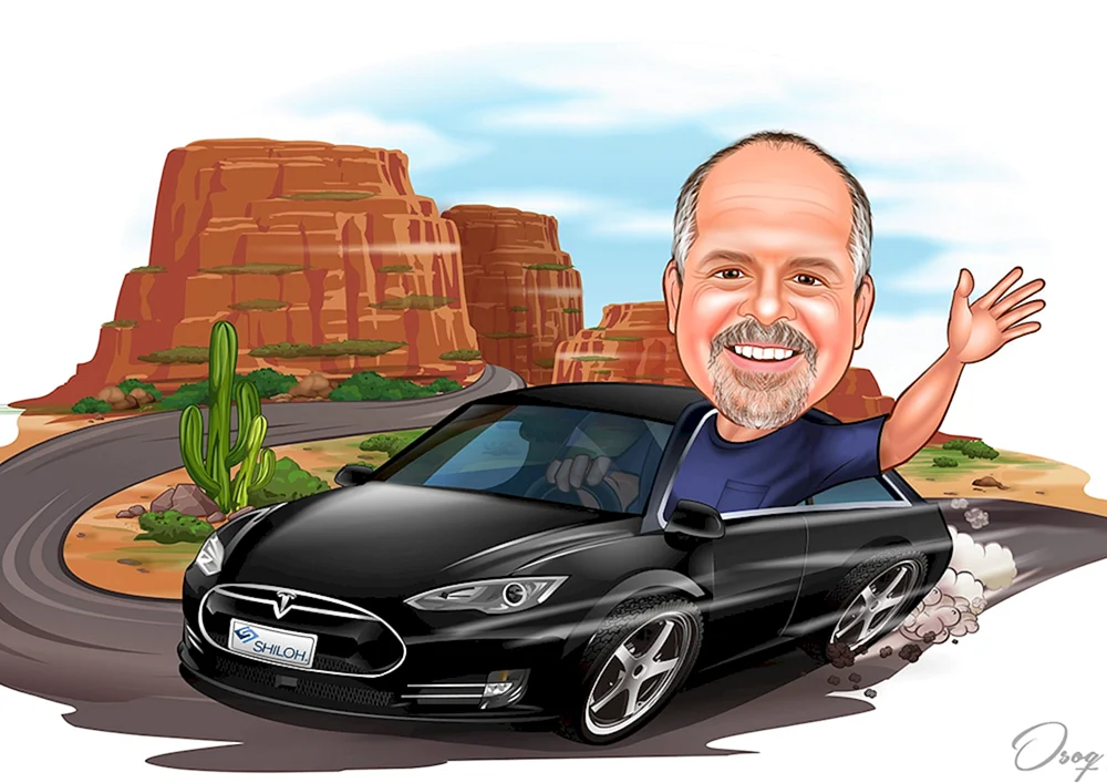 Karikatur mit Auto
