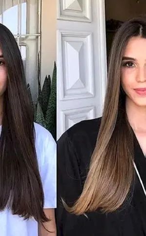 Balayage Shatush Balayage auf dunklem langen Haar