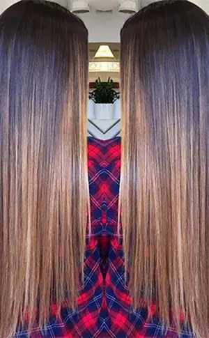 Balayage Balayage auf dunklem glattem Haar