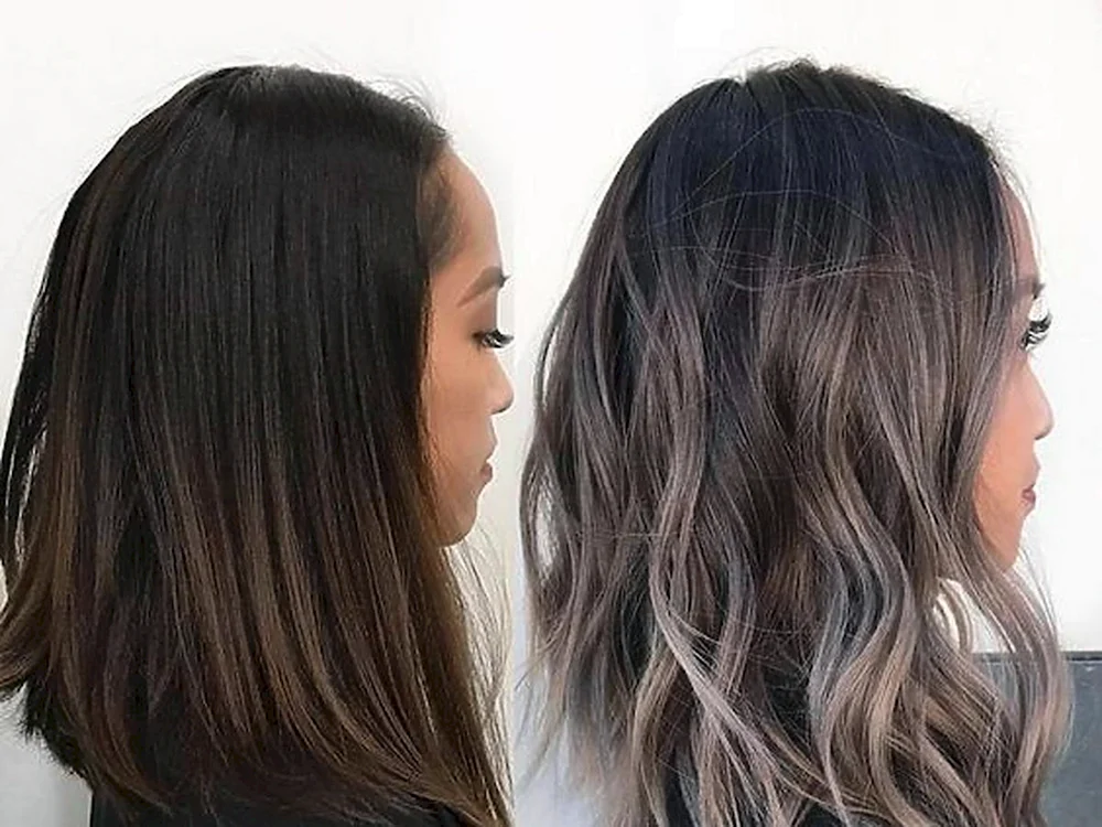 Balayage Shatush auf glattem Haar kare