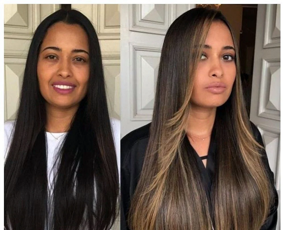 Shatush und Contouring auf dunklem Haar
