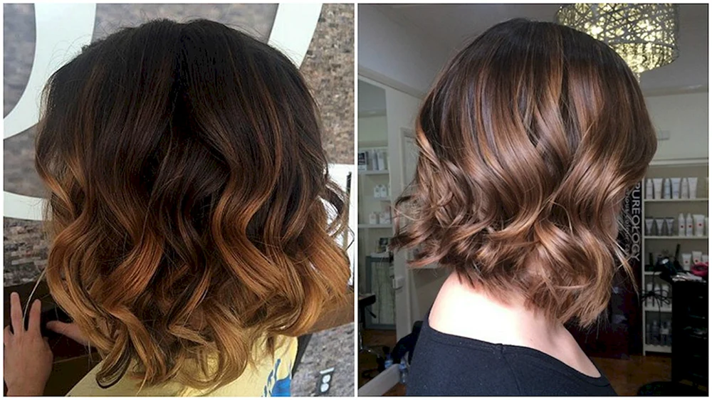 Gesättigte Färbung auf dunklem Bob-Haar