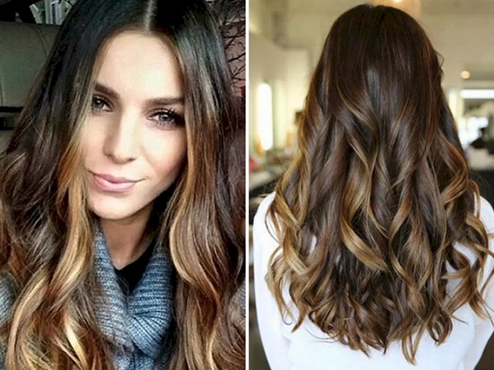 Balayage Haarfärbung auf dunklem Haar
