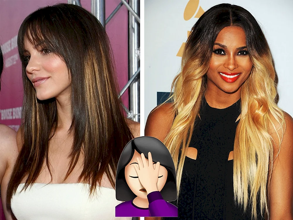 Balayage Haarfärbung auf dunklem Haar mit Pony