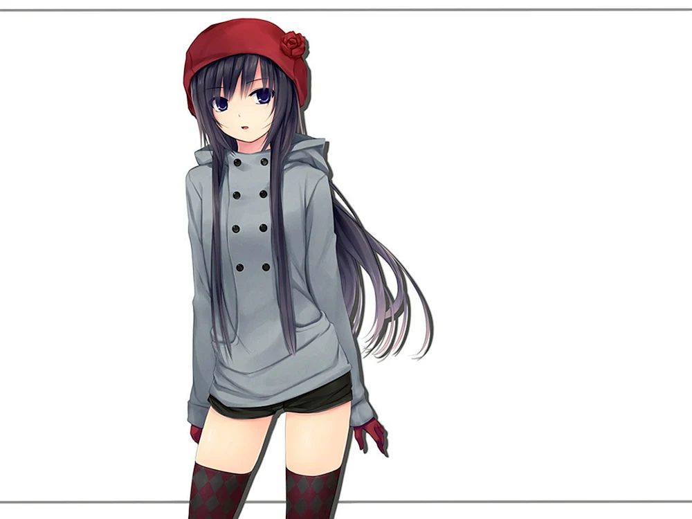 Anime-Mädchen in voller Länge auf weißem Hintergrund