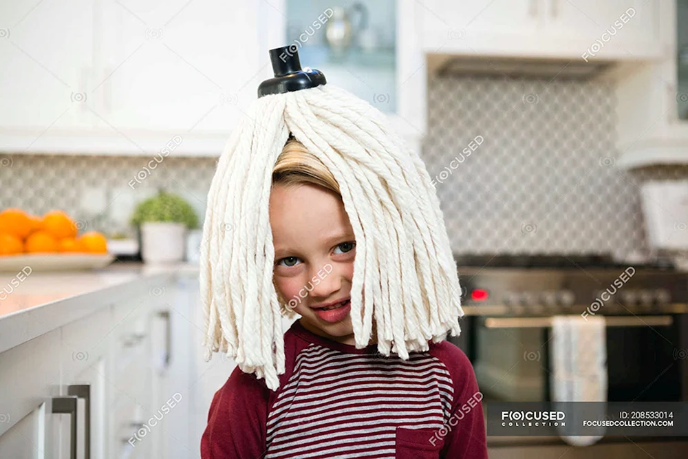 Mop auf dem Kopf