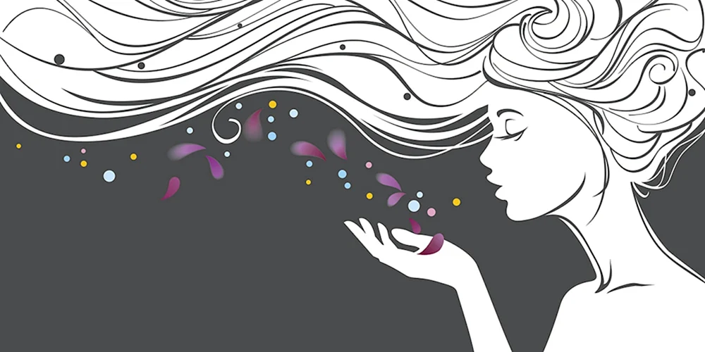 Silhouette eines Mädchens mit Haar