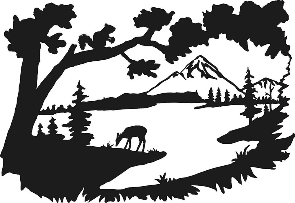 Berg- und Waldsilhouetten