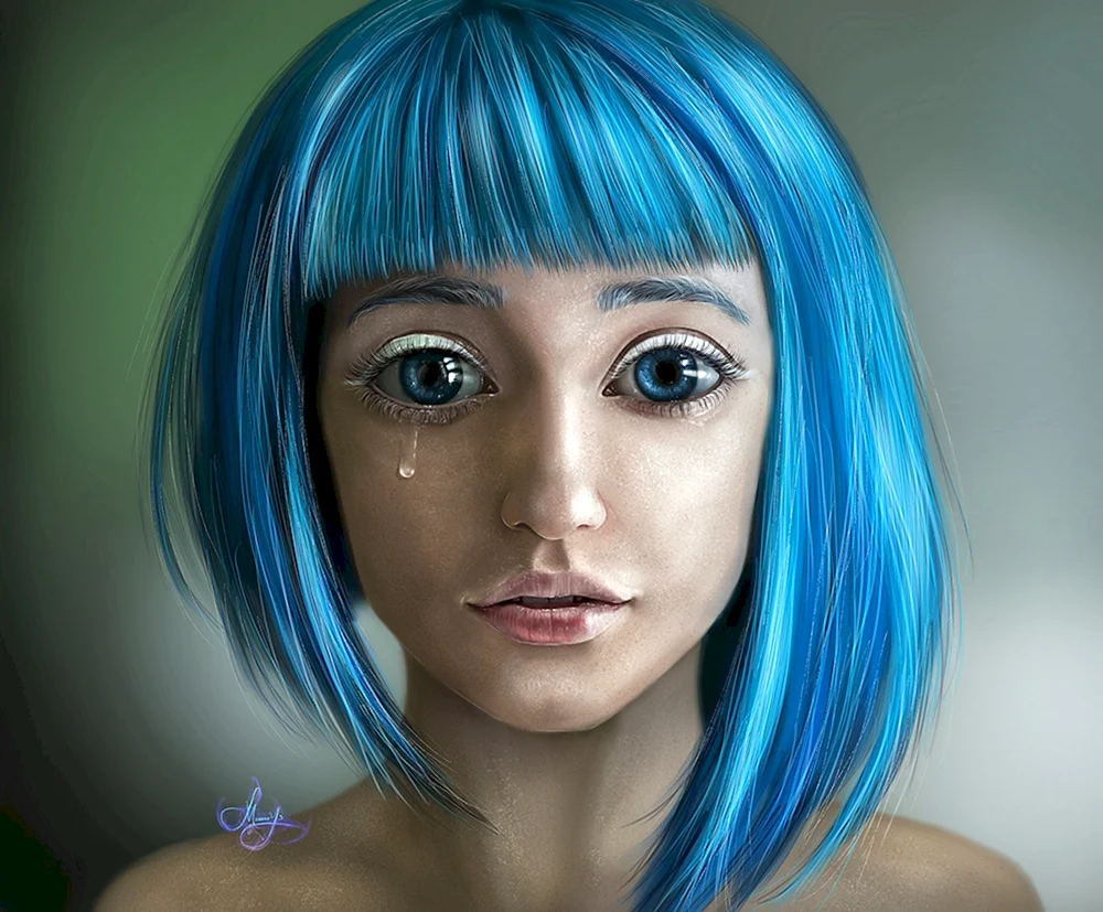 Blaues Haar
