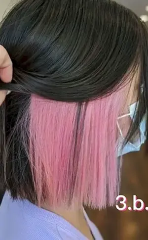 Versteckte Haarfarbe auf dunklem Haar