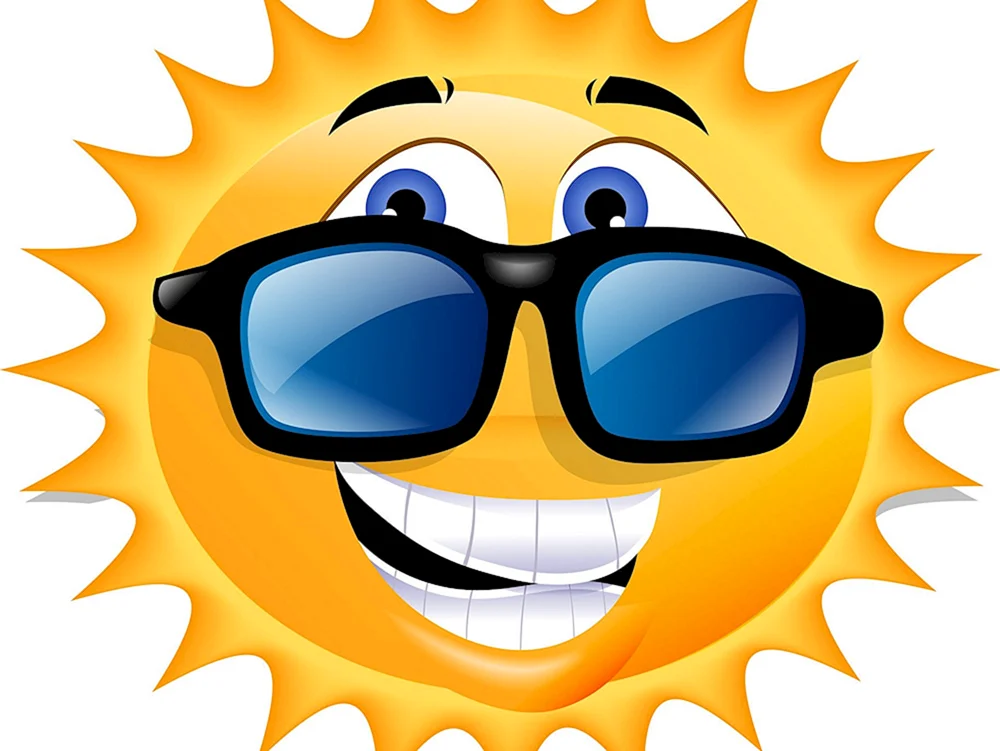 Sonne mit Brille. mit Sonnenbrille