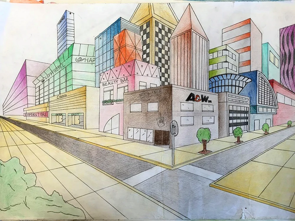 Stadt Bleistiftzeichnung