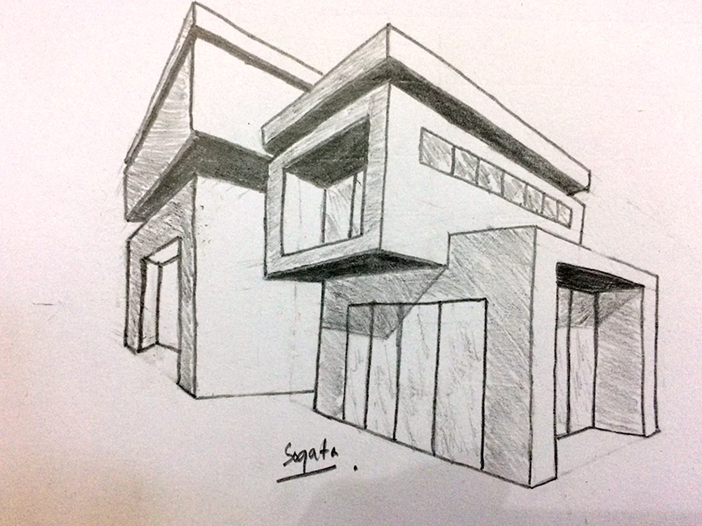 Einige Gebäude Bleistift