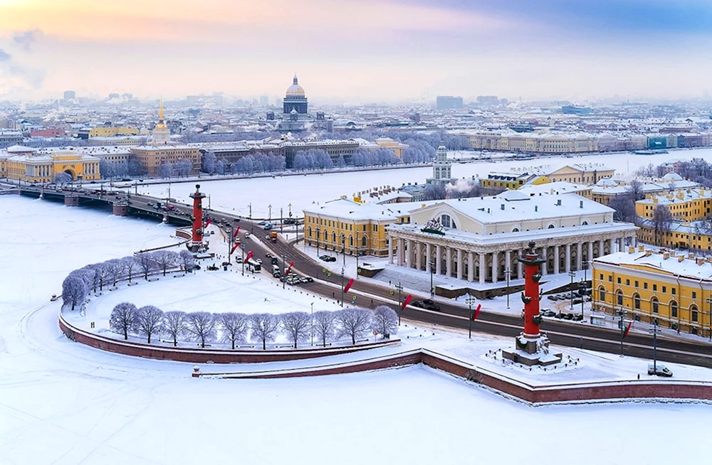 Straße der Vasilievsky-Insel St. Petersburg im Winter
