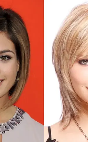 Bob Cascade mittleres Haar mit Fransen für ein rundes Gesicht