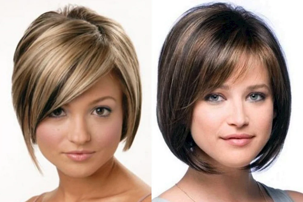 Bob Cascade Medium Haarschnitt mit Pony für runde Gesichter