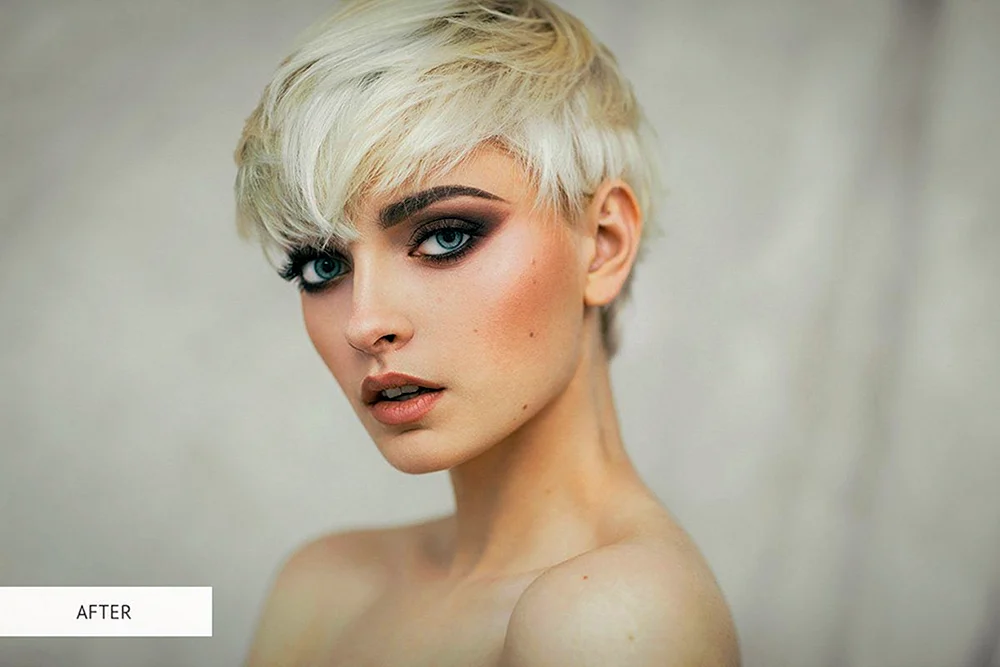 Pixie Haarschnitt auf weißem Haar