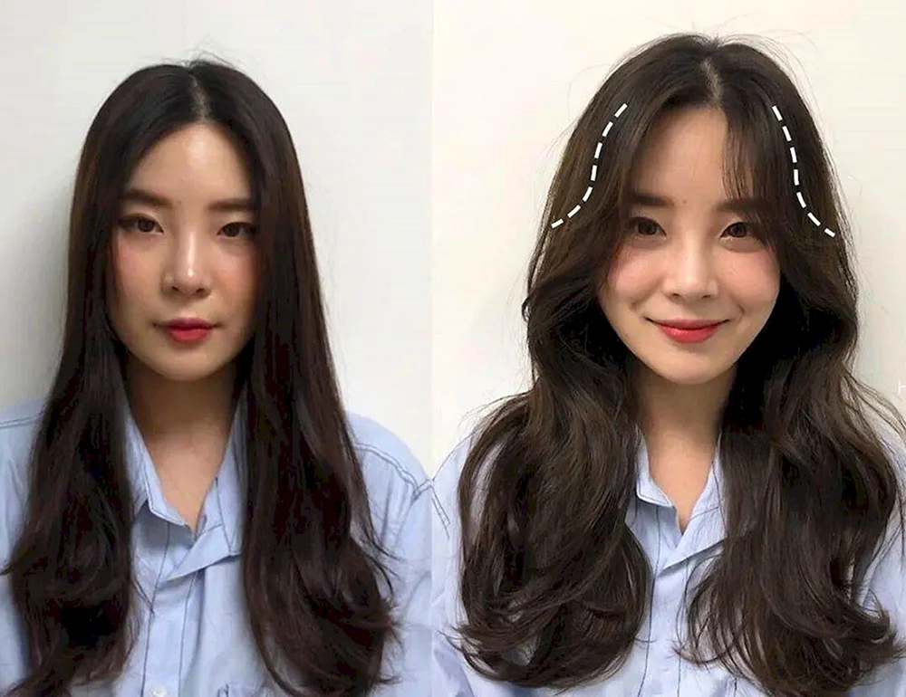 Starke koreanische Frauen mit langem Haar