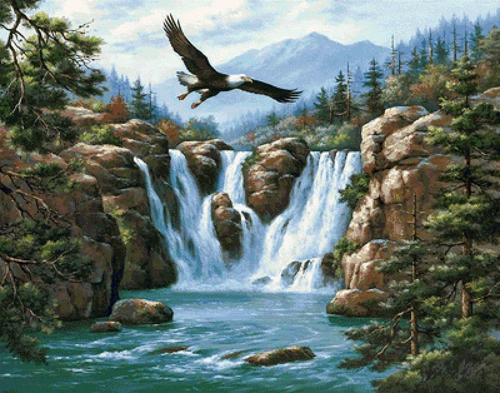 Ein Diamantmosaik-Wasserfall 30x40