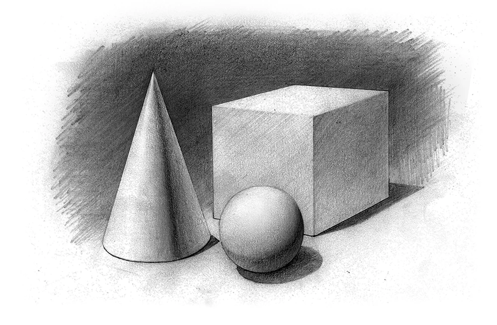 Stillleben von geometrischen Körpern perspektivisches Bauen