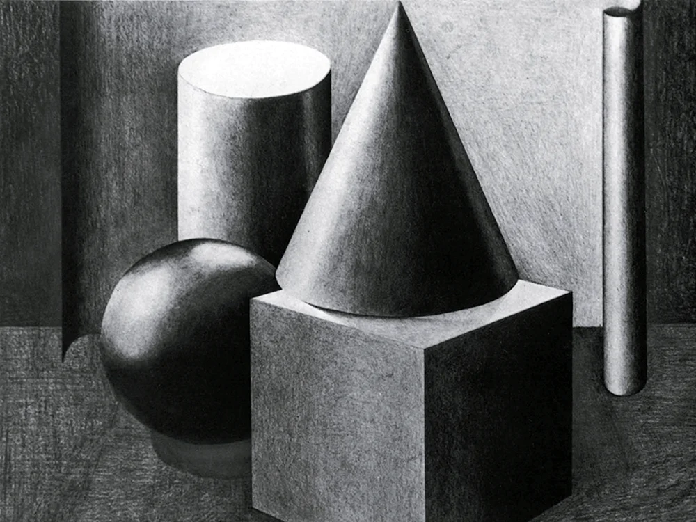 Geometrische Figuren in Bleistift