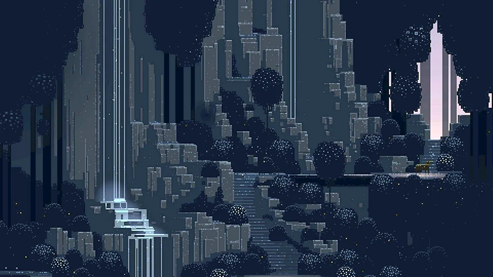 2d Stadthintergrund Pixel Art Retrowave