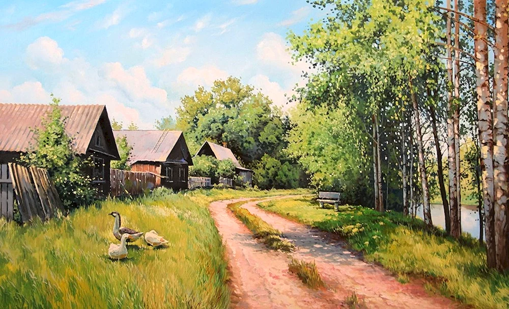 Taranov Vyacheslav „Dorflandschaft“ ländliche Landschaft