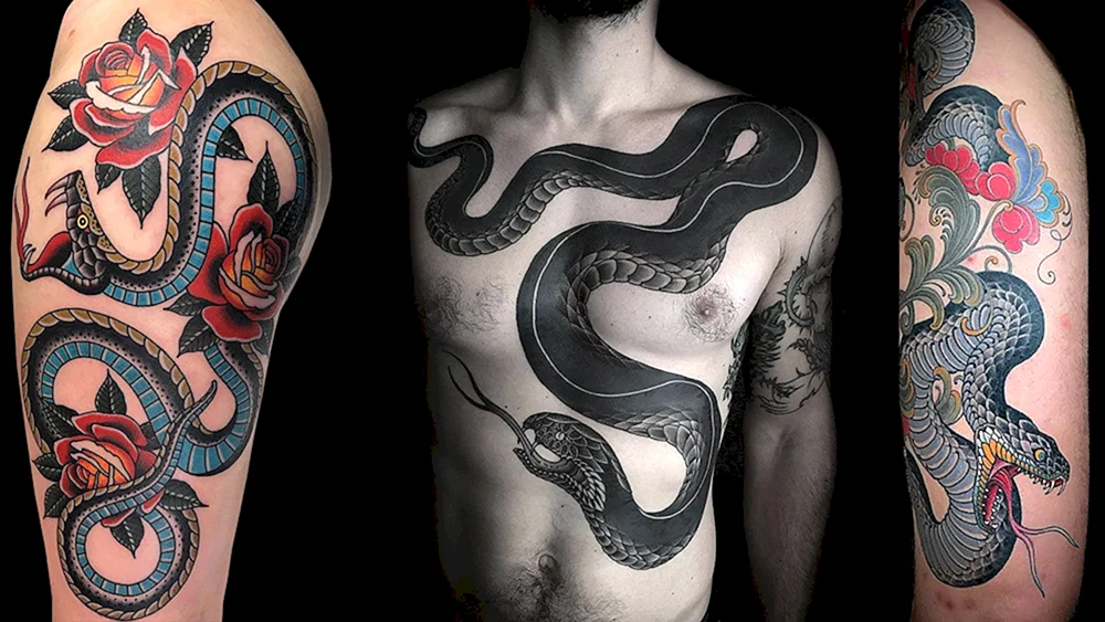 Schlangen-Tattoo hinterm Ohr