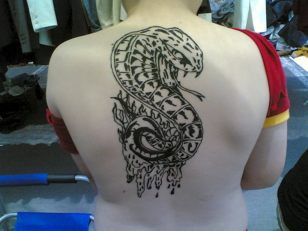 Schlangen-Tattoo auf der Brust