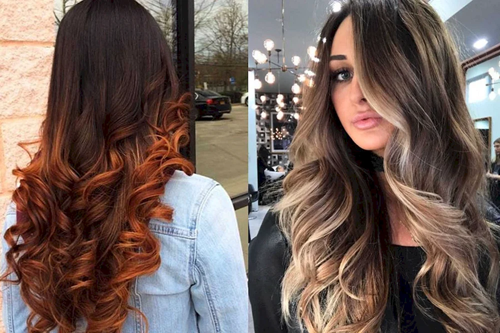 Balayage Shatush Färbetechnik auf braunem Haar