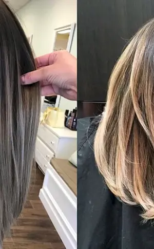 Balayage Färbetechnik für mitteldunkles Haar