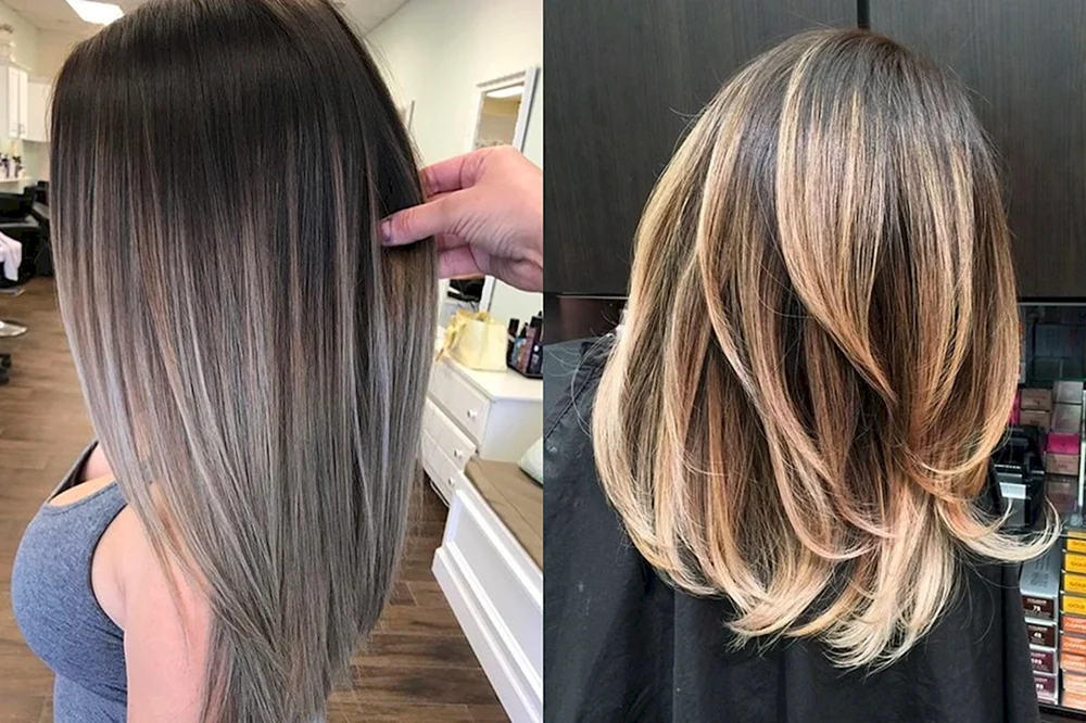 Balayage Färbetechnik für mitteldunkles Haar