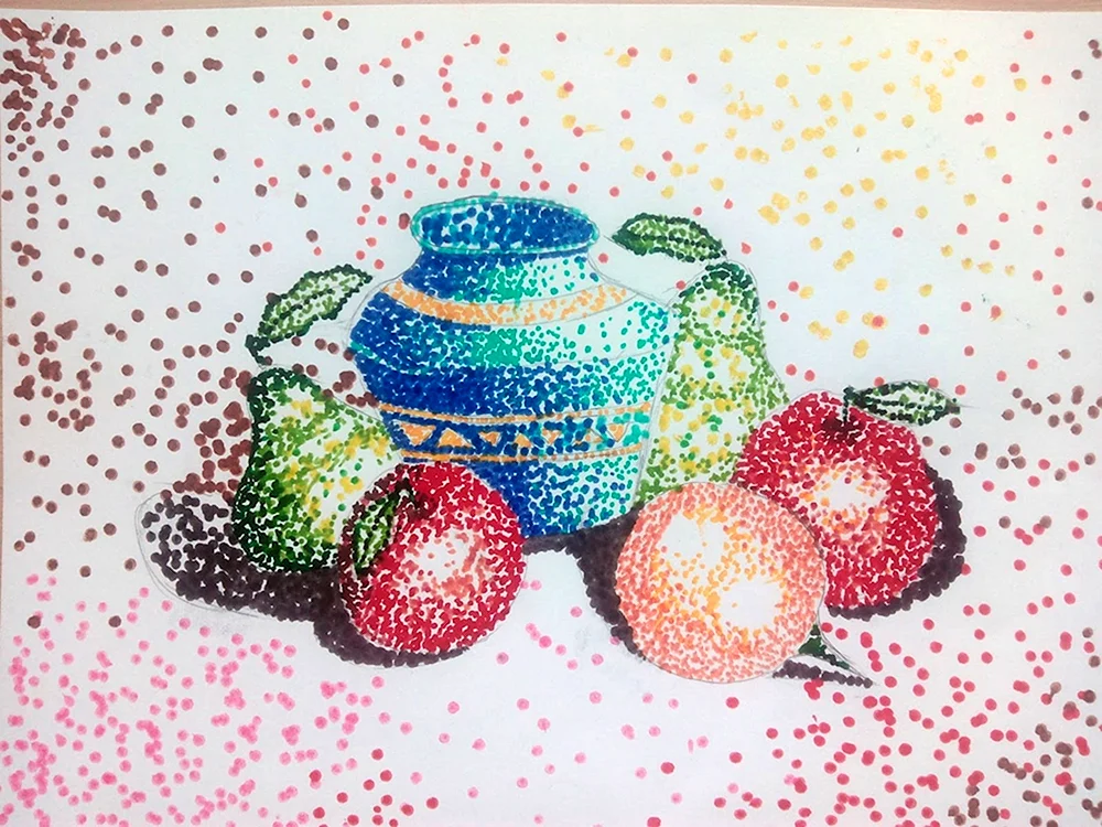 Pointillismus Stillleben