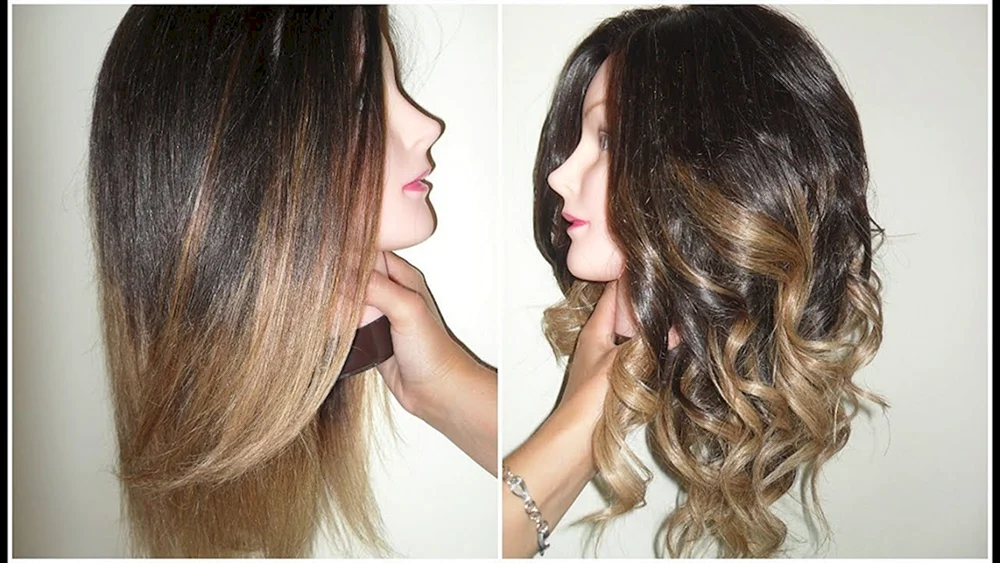 Shatush Haarfärbetechnik für dunkles Haar. Haare
