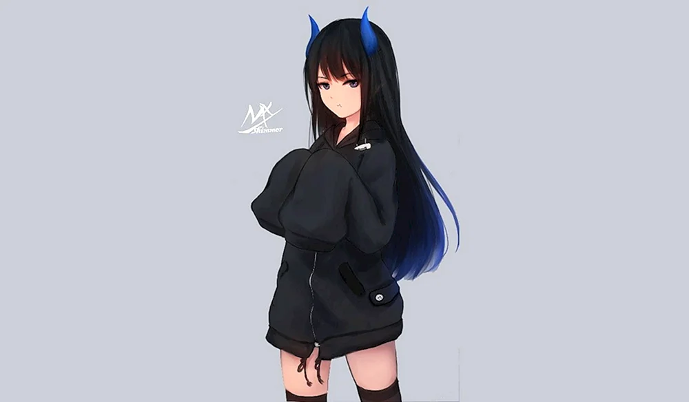 Anime Mädchen auf schwarzem Hintergrund