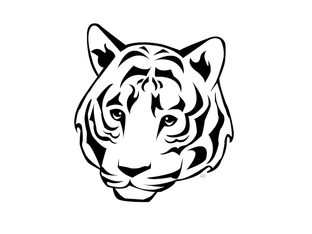 Tiger schwarz-weiß Zeichnung